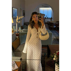 12th Tribe Tatiana Crochet O Ring Maxi Dress Size SS